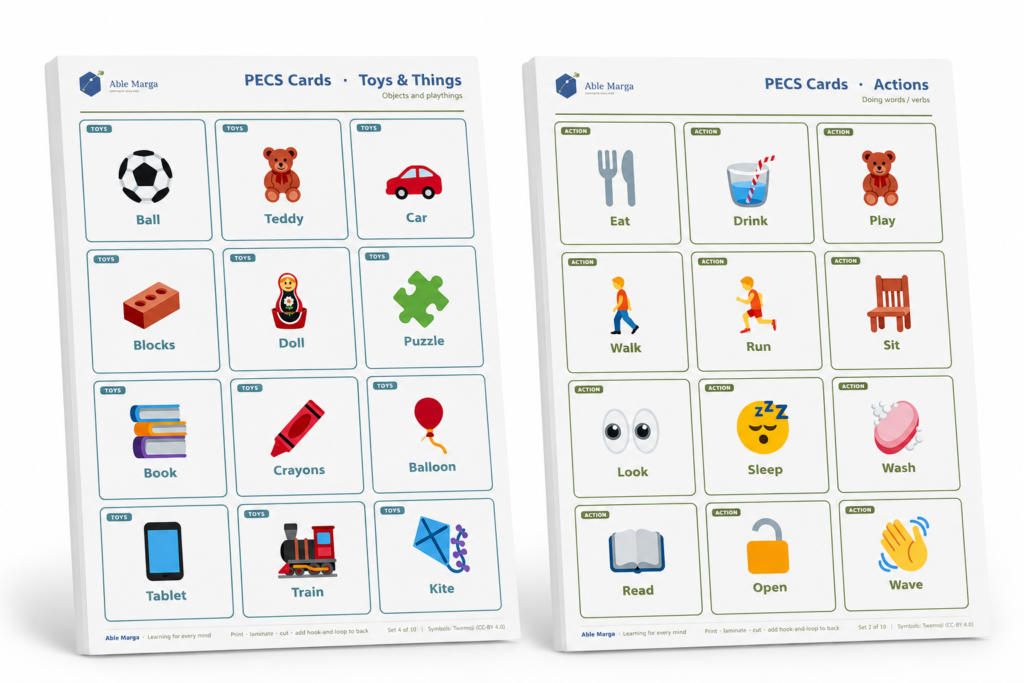 Able Marga free printable PECS and communication cards