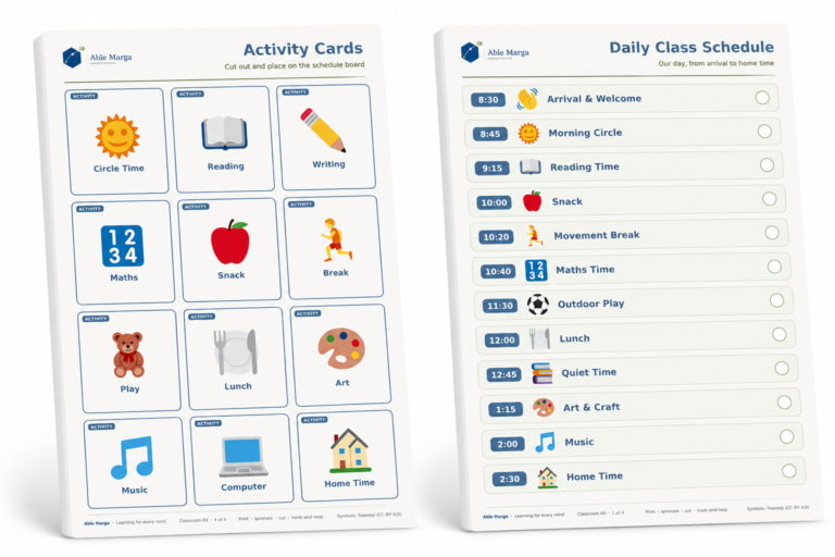 Able Marga free printable classroom schedule kit