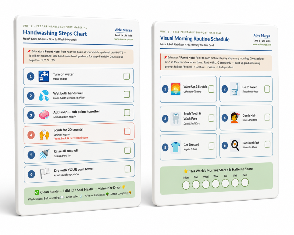 Able Marga free morning routine and handwashing visual charts