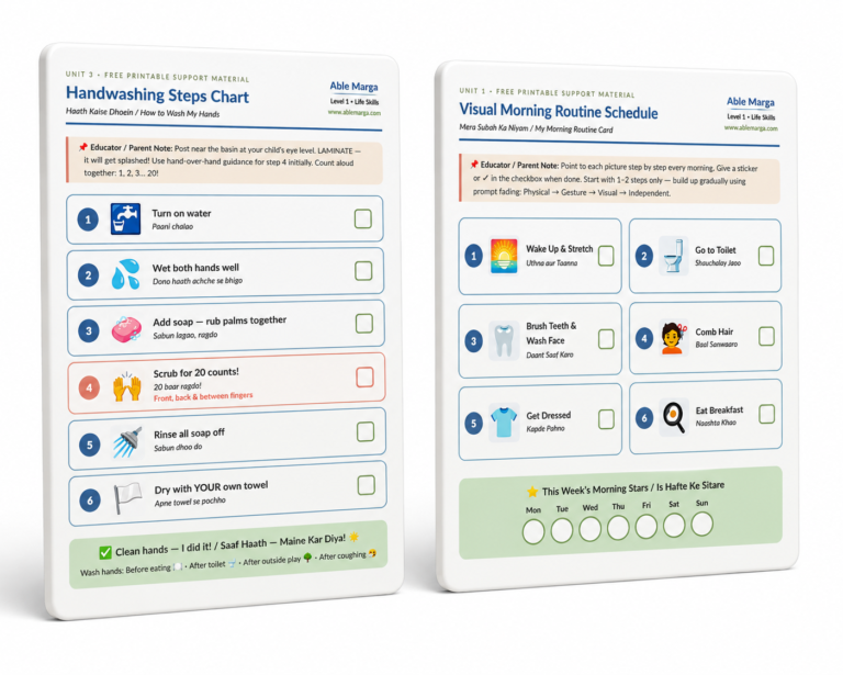Able Marga free morning routine and handwashing visual charts