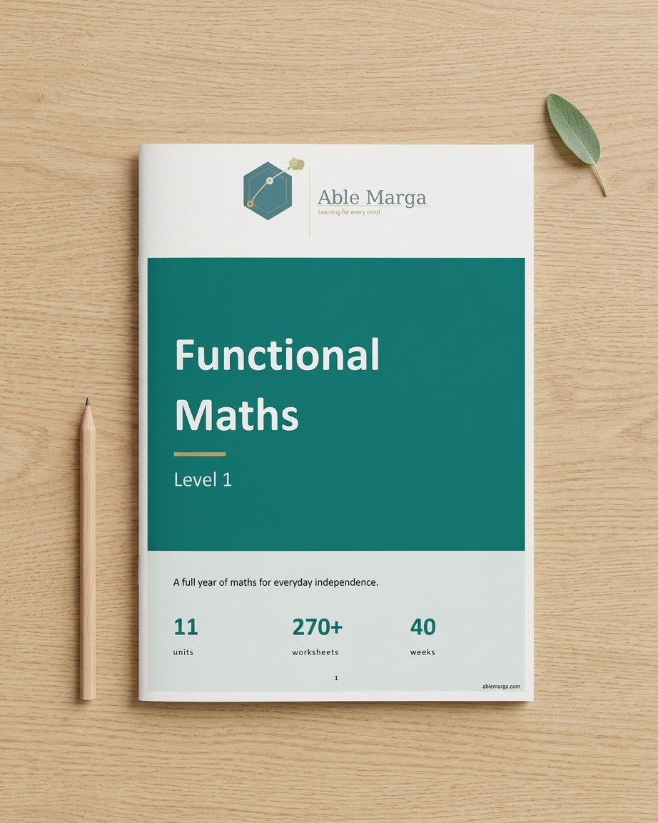 Able Marga Functional Maths Level 1 full-year curriculum cover
