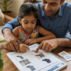 Functional English picture and word matching with adult support