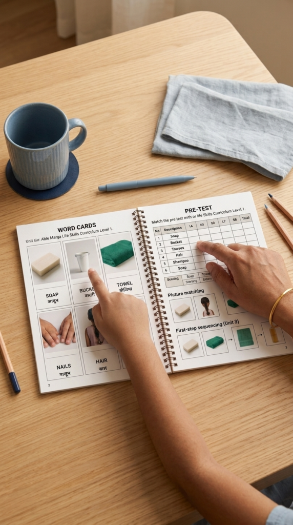 Life Skills Level 1 pre-test and visual cards